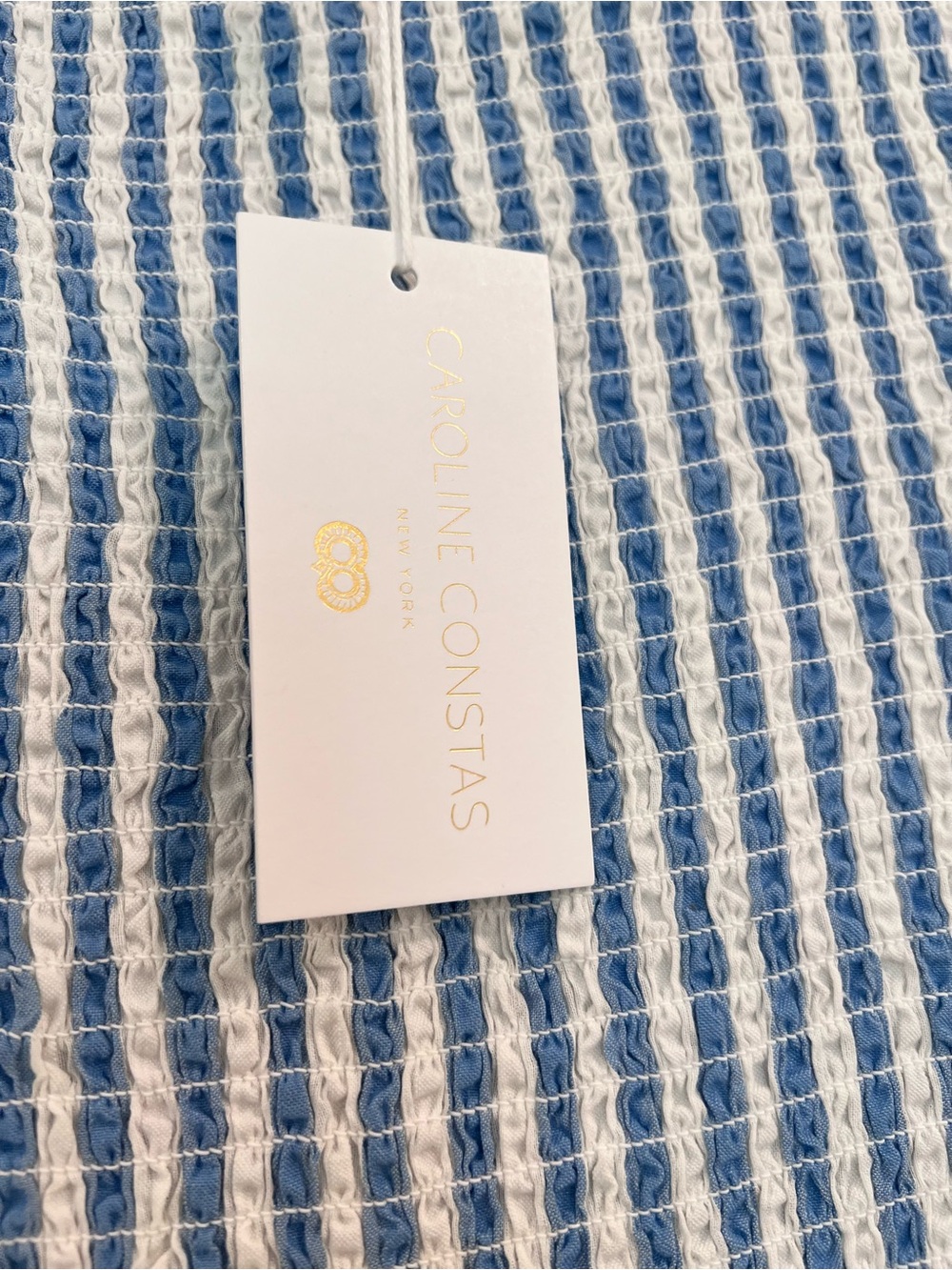 Caroline Constas 🦋 Blue Striped Smocked Nap Dress (M/L) - Picture 7 of 8